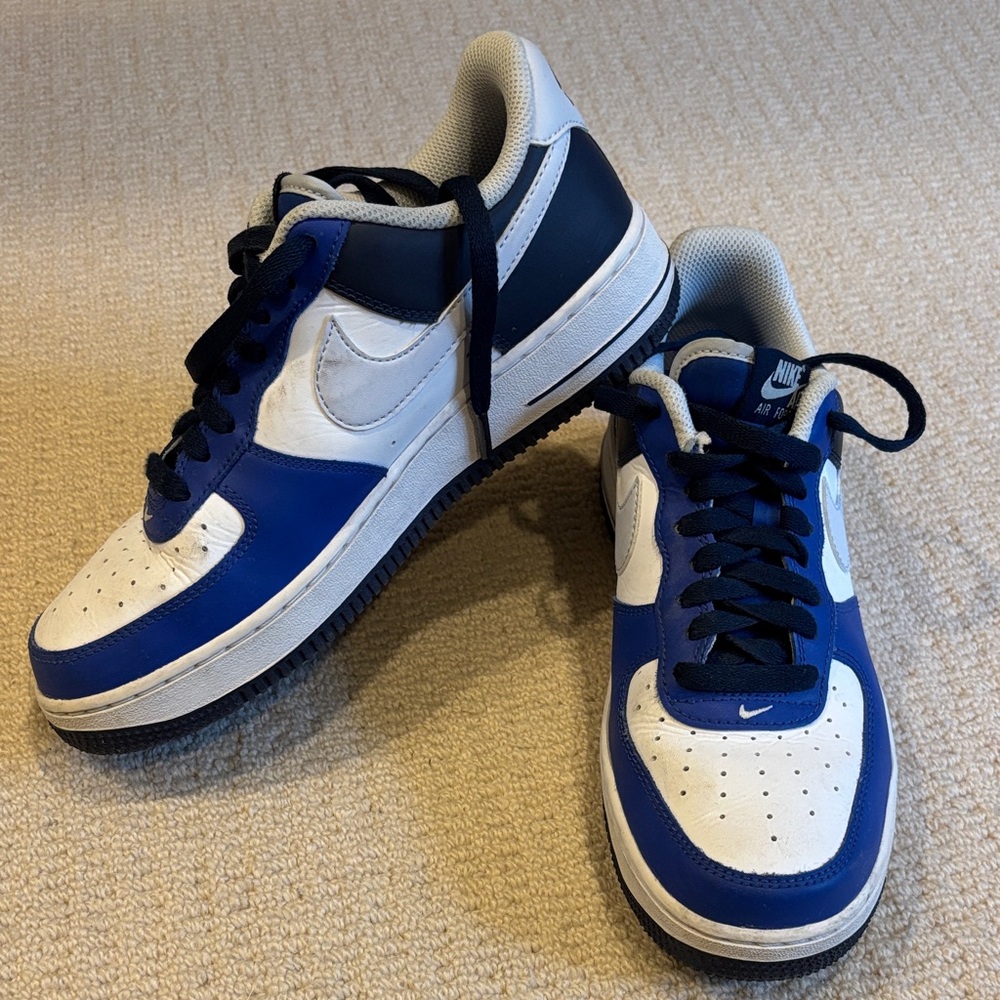 Nike Air Force 1s Men's Blue and White Sneakers